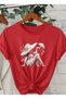 OVERSIZE BIKE COLLAR T-SHIRT WITH WOMAN IN HAT PRINT