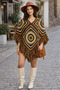 Hand Knitted Bohemian Poncho 100% Cotton Square Motifs Tasseled Women's Poncho - 6