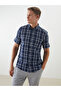 Regular Fit Short Sleeve Plaid Men's Shirt