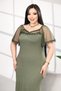 Plus Size Tulle Sleeves Midi Stylish and Elegant Tulle Detailed Women's Stretchy Fabric Dress with Lace Accessories - 2