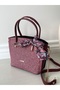 Burgundy Women's Straw Milas Handbag and Shoulder Bag - 4