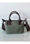 Khaki Green Linen Women's Mini Letter Model Handbag and Shoulder Bag - 4