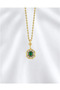 Women's 316L Stainless Steel Leyla Green Baguette Stone Necklace - 3