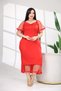 Plus Size Tulle Sleeves Midi Stylish and Elegant Tulle Detailed Women's Stretchy Fabric Dress with Lace Accessories