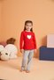 Girl Child Mother-Daughter 100% Cotton Piece Heart Patterned Striped Long Sleeve Pajama Set