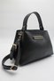 Women's Black Crossbody Hand and Shoulder Bag with Internal Pocket, Front Accessories and Belt Detail - 4