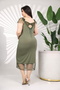 V-Neck Plus Size Lace Embroidered Skirt with Tulle Detail and Lace Applique Midi Length Stretchy Dress - 3