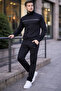New Season Two Thread Black Top and Bottom Men's Tracksuit Set - 4