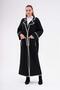 Black and White Çoban Seam Detail Long Women's Coat