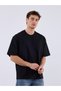 Unisex Black Oversized 100% Cotton Front Text Detailed Crew Neck Street Style T-Shirt Love - 2