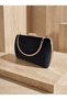 Black Color Imported Luxury K Velvet Chain Metal S Strappy Crystal Stone Women's Evening Dress Bag - 5