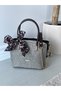 Black-Cream Women's Straw Milas El Ve Shoulder Bag