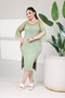 Women's Plus Size Tulle Detail Double Slit Elegant Lace Appliqué Stretchy Fabric Dress - 2