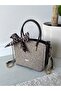 Brown-Cream Women's Straw Milas El Ve Shoulder Bag