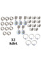 32Pcs Daisy Bohemian Style Hair Rings, Hair Earrings, Silver Color, Pearl Beads, Valentine's Day - 2