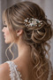 Crystal Stone Bridal Hairpin – Floral Gold Comb Hairpin Engagement Wedding Accessory - 3