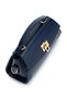 Lock Detailed Baguette Luvia Women's Crossbody Bag Navy Blue - 2
