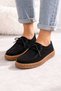 Melinta Black Suede Rubber Sole Women's Loafers Casual Shoes - 6