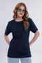 Women's Navy Blue Basic T-Shirt – Regular Fit Crew Neck 100% Cotton 30/1 Single Jersey Fabric Casual T-Shirt - 3