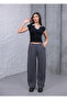 Women's Gray High Waist Palazzo Pants Wide Leg Crepe Fabric Comfortable Fit Daily Stylish Trousers - 2