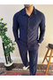 Men's Baggy Striped Crepe Shirt and Pants Set