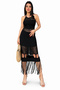 Women's Black Bohemian Crochet Knitted Tasseled Halter Neck Lace-Like Knit Beach Dress - 8