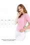 Women's Powder Pink Crew Neck Hair Knit Patterned Short Sleeve Knitwear Blouse - 5
