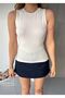 Women's Zero Sleeve Crew Neck Buzzy Modal Fabric Blouse - 4
