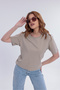 Women's Cream Basic T-Shirt – Regular Fit Crew Neck 100% Cotton 30/1 Single Jersey Fabric Casual T-Shirt - 7