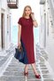 Burgundy Ecru Navy Blue Modal Midi Dress - 4