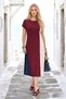 Burgundy Ecru Navy Blue Modal Midi Dress