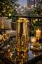 Yıldız Patterned Gold Tone Decorative Metal Lantern Lamp Balcony and Home