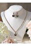Daisy Figured Crystal Stone Earrings and Necklace Set - 6