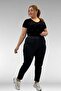 69002 Large Size Elastic Waist Long Denim Trousers - Black - 4