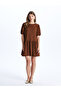 Crew Neck Patterned Short Sleeve Dress - 3