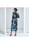 Women's Long Sleeve Maxi Long Length Stylish Stretchy Large Size Crew Neck Tie Dye Pattern Dress - 4