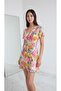 Women's Double-Breasted Collar Ruffled Skirt Waist Fitting Patterned Casual Stylish Mini Dress - 6