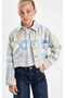 Girls' Checkered Crop Long Sleeve Shirt D2659A824Au