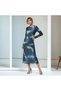 Women's Long Sleeve Maxi Long Length Stylish Stretchy Large Size Crew Neck Tie Dye Pattern Dress - 7