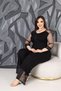 Guipure Lace and Tulle Paneled - Ruched Detail Plus Size - Women's Home Chic and Luxury Pajama Set - 4