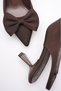 Women's Evening Dress with Fabric Bow and Open Back, Daily Comfortable Heeled Shoes - 2