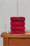 4-Piece Hand and Face Towel Set 100% Cotton Certified Bathroom and Kitchen Towels |   Dowry Box 50X90Cm Burgundy - 4