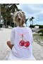 تي شيرت نسائي كبير الحجم مطبوع عليه ظهر الكرز - 2