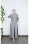 Button Detailed Bolero with Elastic Waist Hijab Dress Anthracite Hnt8540 - 3