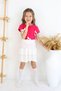 Girl's Ribbon Detail Skirt Set Pink-White