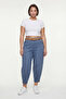Women's Navy Blue Summer Trousers with Elastic Waist and Belt Accessories, Shalwar Style Trousers