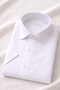 Men's Short Sleeve Shirt White Wide Cut Cotton Satin Fabric - 2
