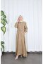 Button Detailed Bolero with Elastic Waist Hijab Dress Taba Hnt8540 - 2