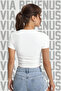 Hotter Than Hell Printed %100 Cotton Stretch Fabric Slim Fit Short Sleeve Crew Neck Tee Cropped - 2