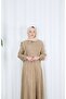 Button Detailed Bolero with Elastic Waist Hijab Dress Taba Hnt8540 - 6